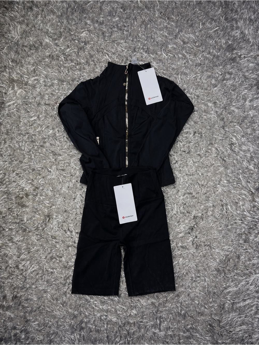 Lululemon Black Cropped Nulu Jacket & Shorts Set